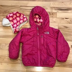 The North Face puffer and hat